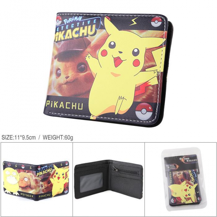 Pikachu Full color PU silk screen two fold short card holder wallet