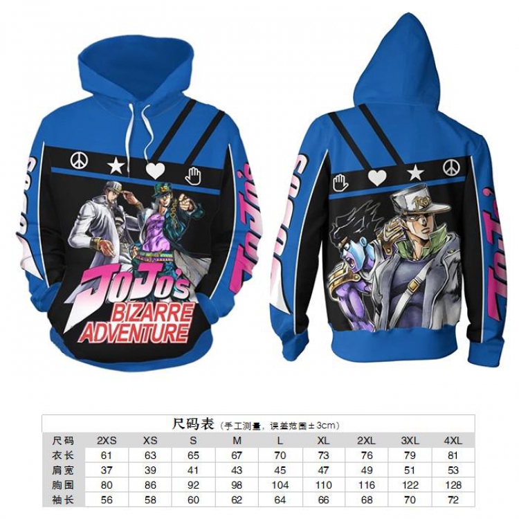 JoJos Bizarre Adventure blue Hooded pullover sweater 2XS XS S M L XL 2XL 3XL 4XL price for 2 pcs preorder 3 days