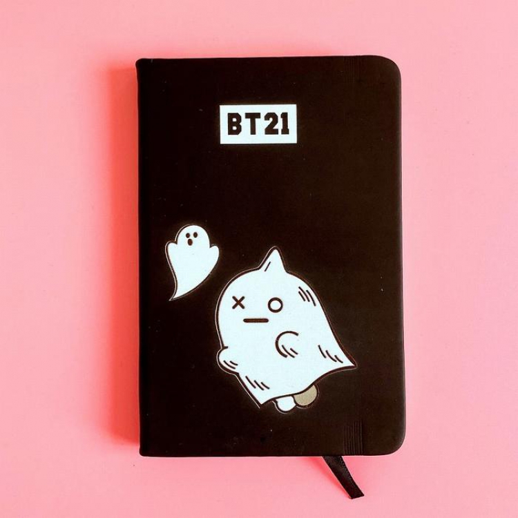 BTS Robot Cartoon shape PU elastic strap notebook diary 9X14CM 105G price for 5 pcs