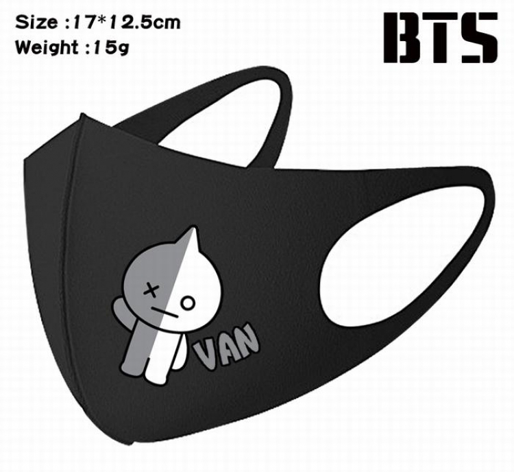 BTS-11A Black Anime color printing windproof dustproof breathable mask price for 5 pcs