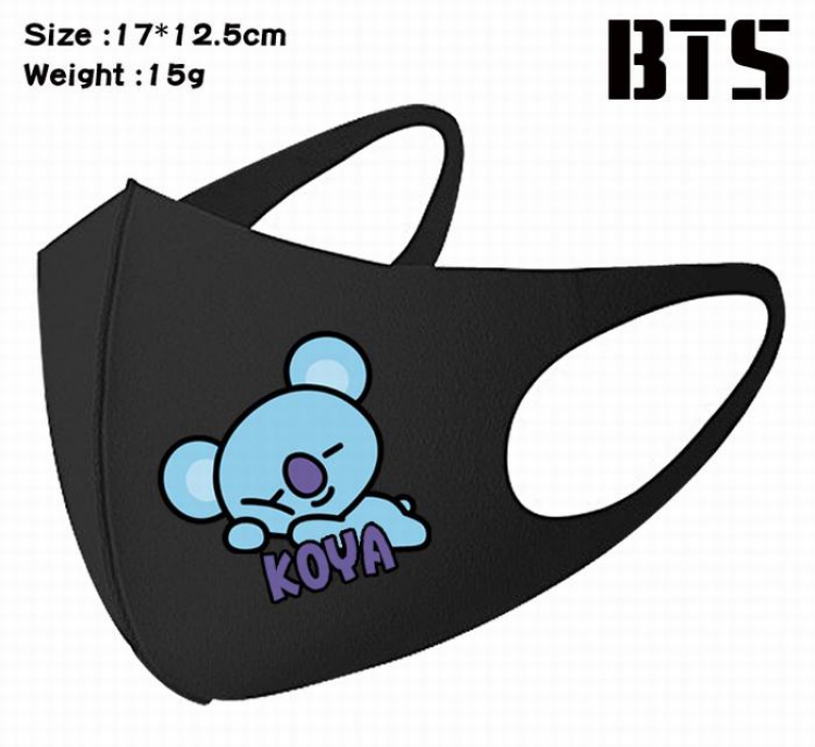 BTS-15A Black Anime color printing windproof dustproof breathable mask price for 5 pcs
