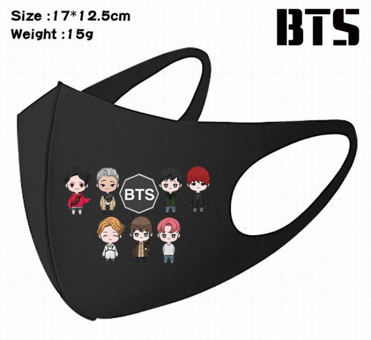 BTS-7A Black Anime color printing windproof dustproof breathable mask price for 5 pcs