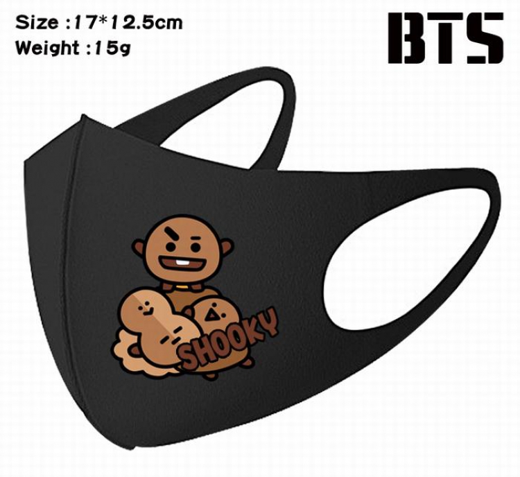 BTS-8A Black Anime color printing windproof dustproof breathable mask price for 5 pcs