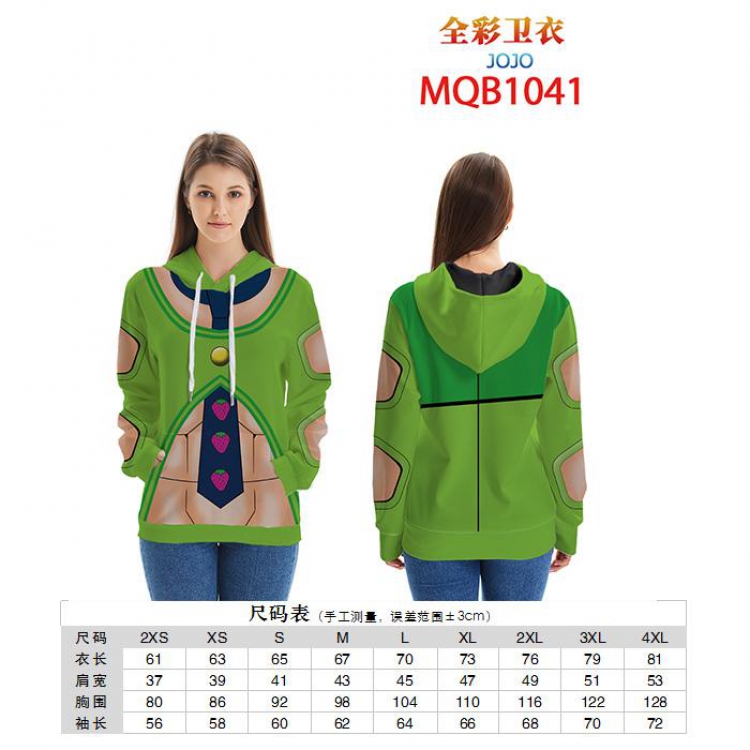 oJos Bizarre Adventure Full color zipper hooded Patch pocket Coat Hoodie 9 sizes from XXS to 4XL MQB1041