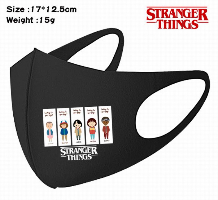 Stranger Things-12A Black Anime color printing windproof dustproof breathable mask price for 5 pcs