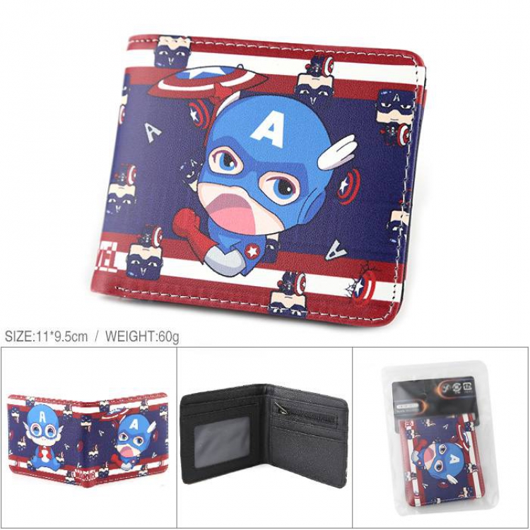 The Avengers Full color PU silk screen two fold short card holder wallet
