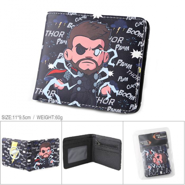 The Avengers Full color PU silk screen two fold short card holder wallet