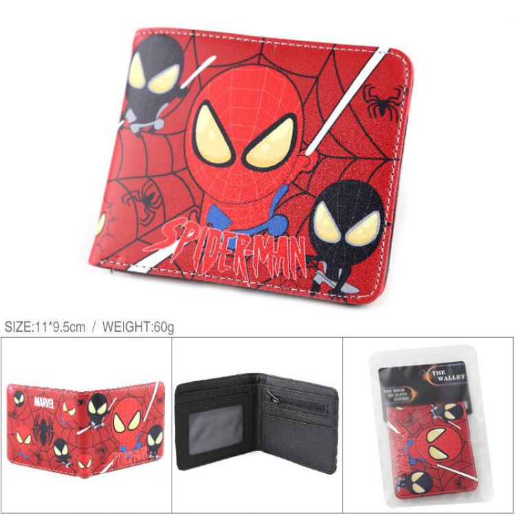 Spiderman red Full color PU silk screen two fold short card holder wallet