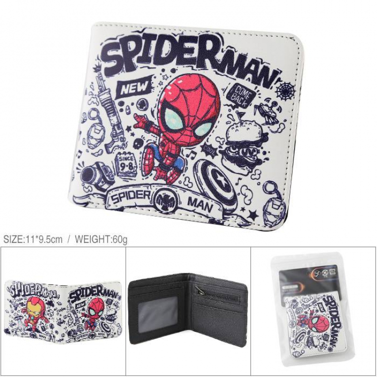 Spiderman Full color PU silk screen two fold short card holder wallet