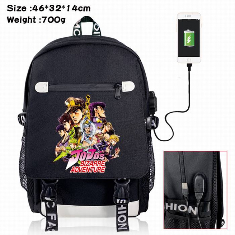 JoJos Bizarre Adventure-1A Black Color data cable Backpack