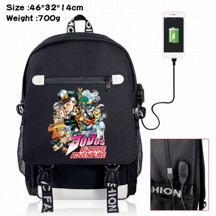 JoJos Bizarre Adventure-3A Black Color data cable Backpack