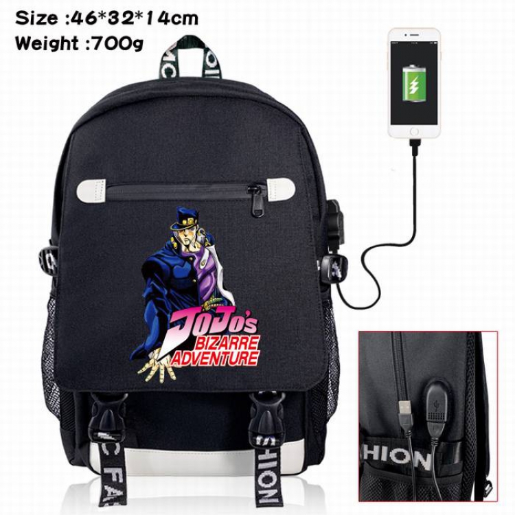 JoJos Bizarre Adventure-5A Black Color data cable Backpack