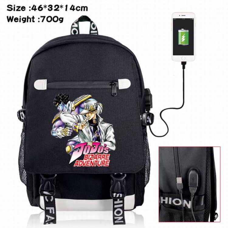 JoJos Bizarre Adventure-7A Black Color data cable Backpack