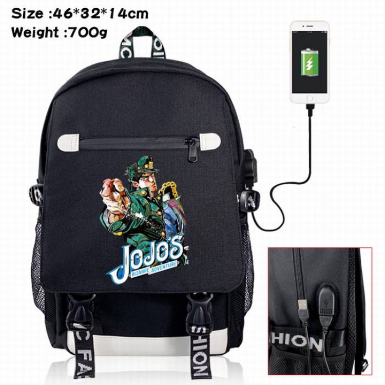 JoJos Bizarre Adventure-6A Black Color data cable Backpack