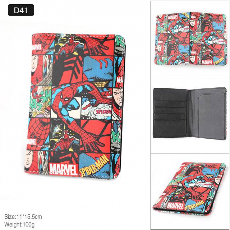 Marvel The Avengers Spiderman  Full Color PU leather multi-function travel ticket holder passport protector D41