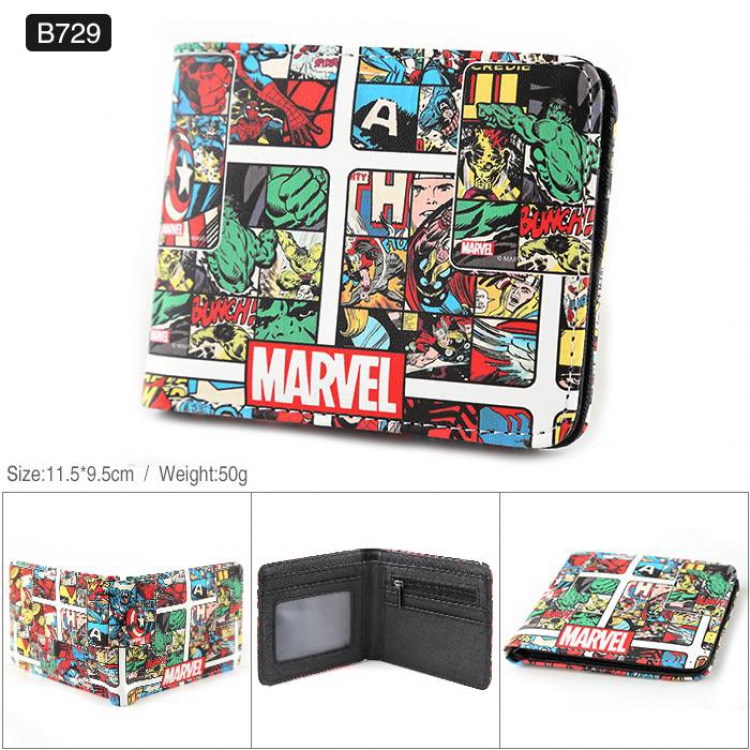 Marvel  The Avengers Full color PU twill two fold short wallet B729