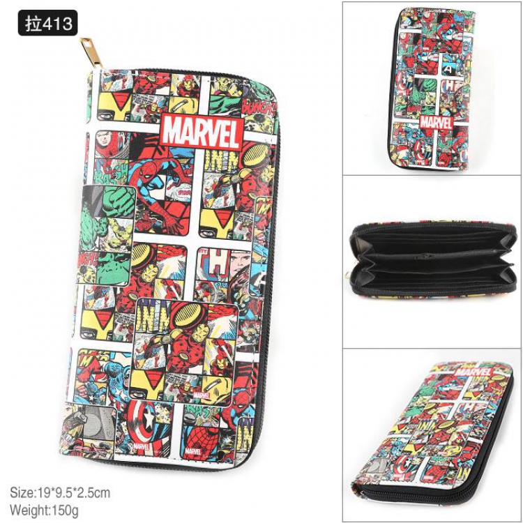 Marvel The Avengers Full Color PU twill two-fold zipper long wallet-Pull 413