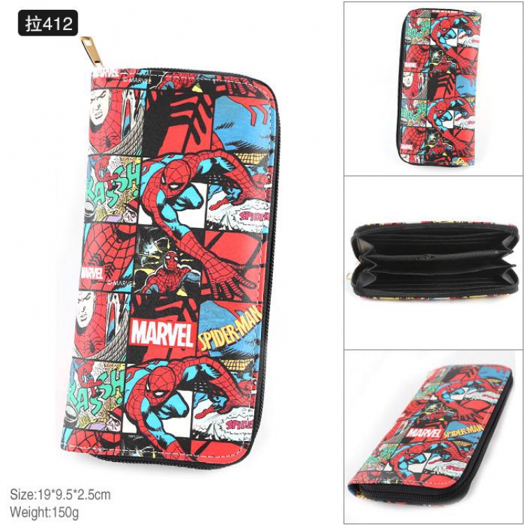 Marvel  The Avengers Spiderman Full Color PU twill two-fold zipper long wallet-Pull412