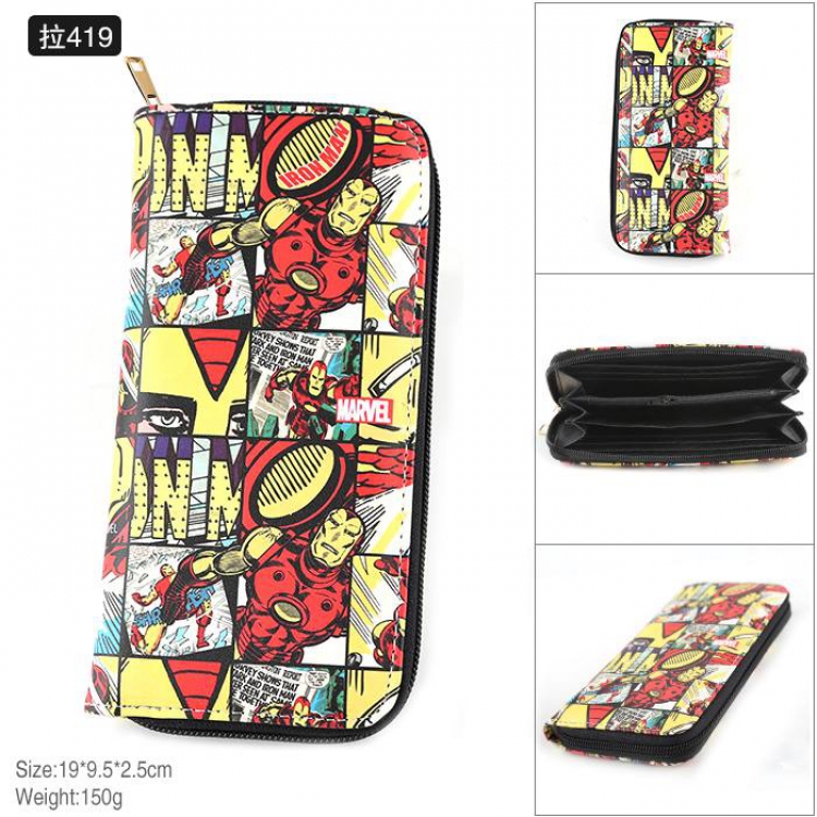 Marvel  The Avengers Iron Man Full Color PU twill two-fold zipper long wallet-Pull 419