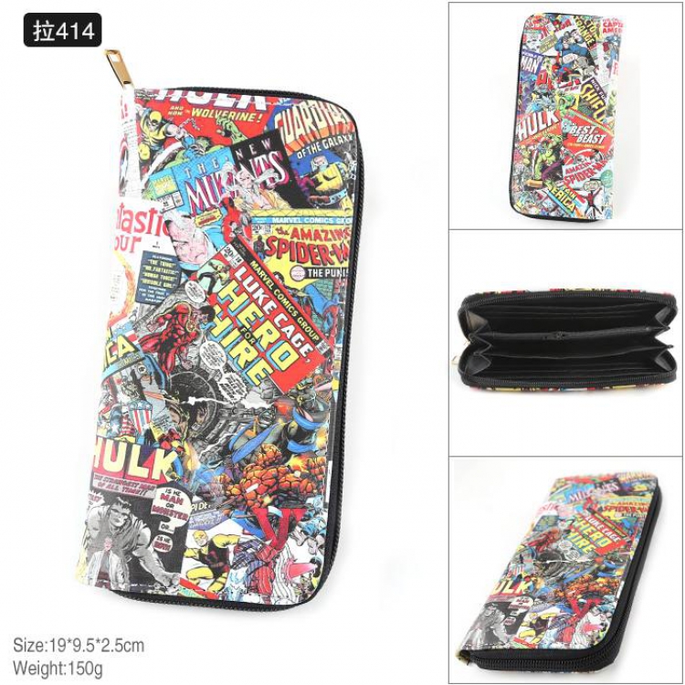 Marvel The Avengers Full Color PU twill two-fold zipper long wallet-Pull 414