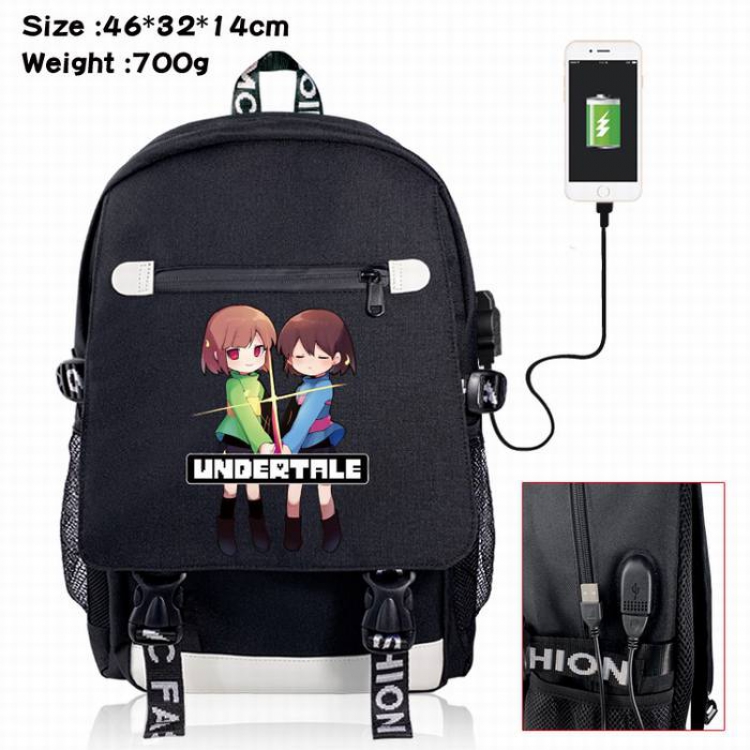 Undertale-14A Black Color data cable Backpack
