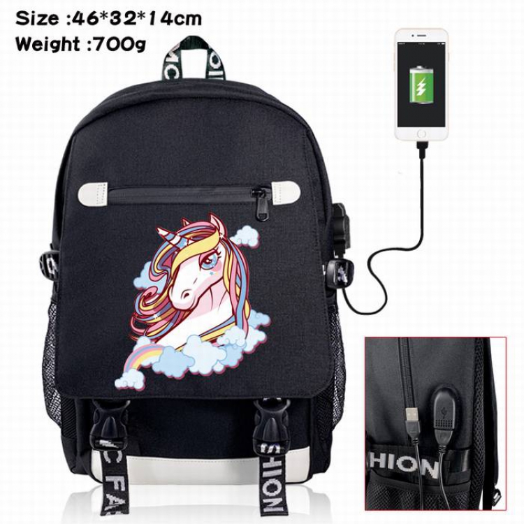 Unicorn-10A Black Color data cable Backpack