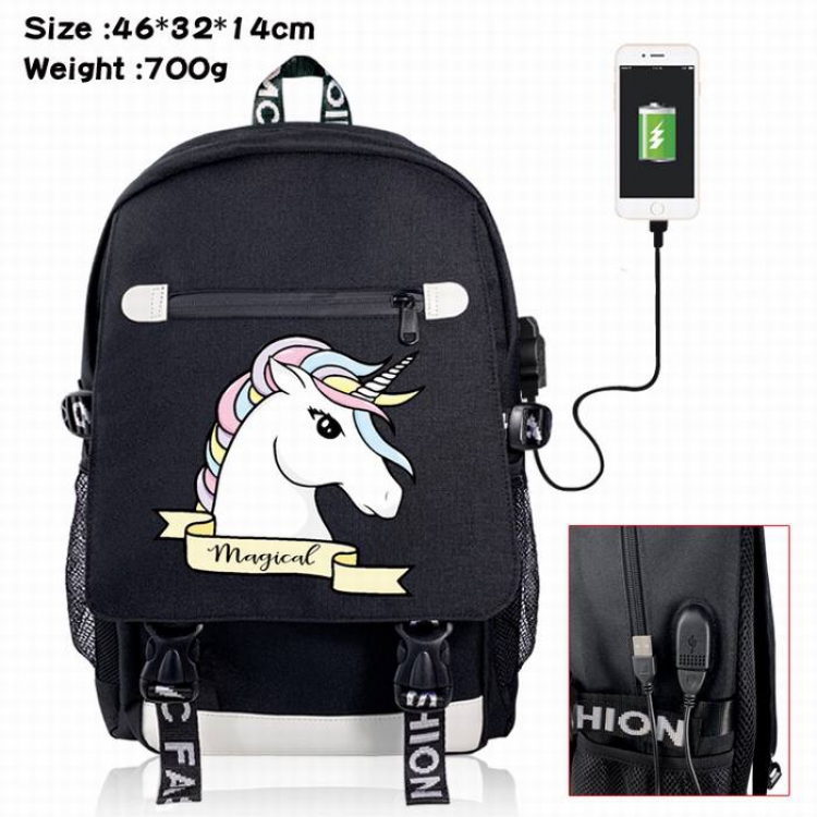 Unicorn-14A Black Color data cable Backpack