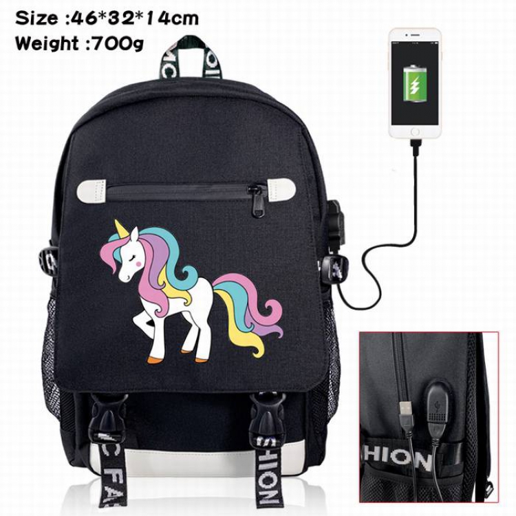 Unicorn-13A Black Color data cable Backpack