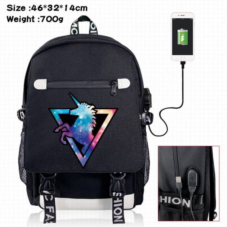 Unicorn-2A Black Color data cable Backpack