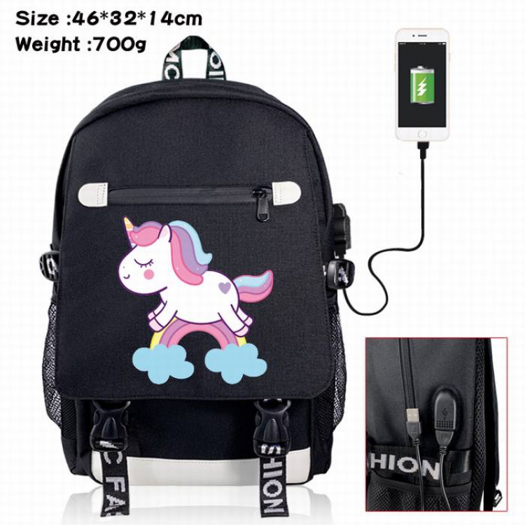 Unicorn-4A Black Color data cable Backpack