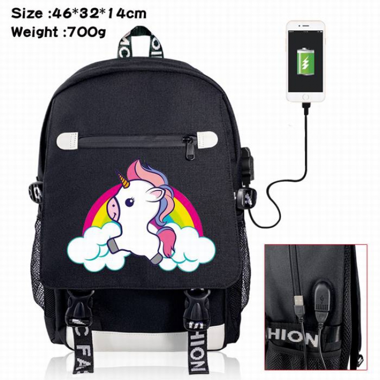 Unicorn-7A Black Color data cable Backpack