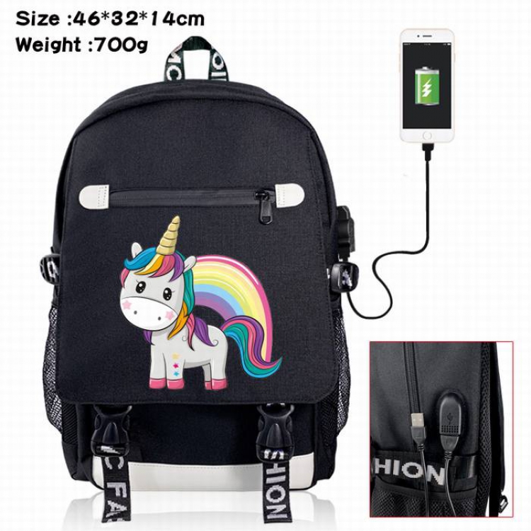 Unicorn-9A Black Color data cable Backpack
