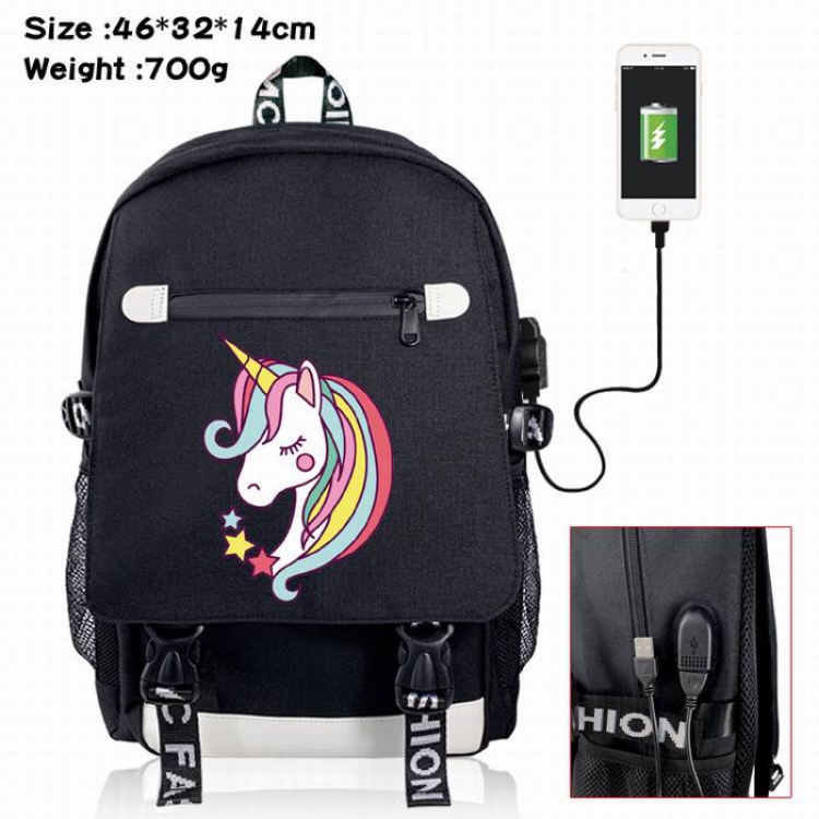 Unicorn-8A Black Color data cable Backpack