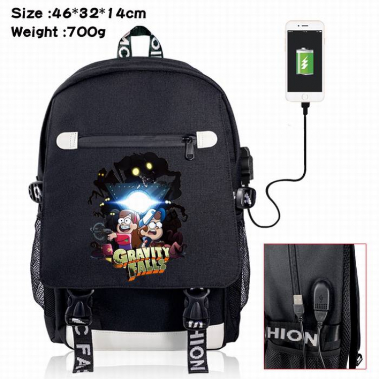 Gravity Falls-3A Black Color data cable Backpack