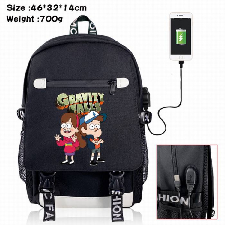 Gravity Falls-4A Black Color data cable Backpack