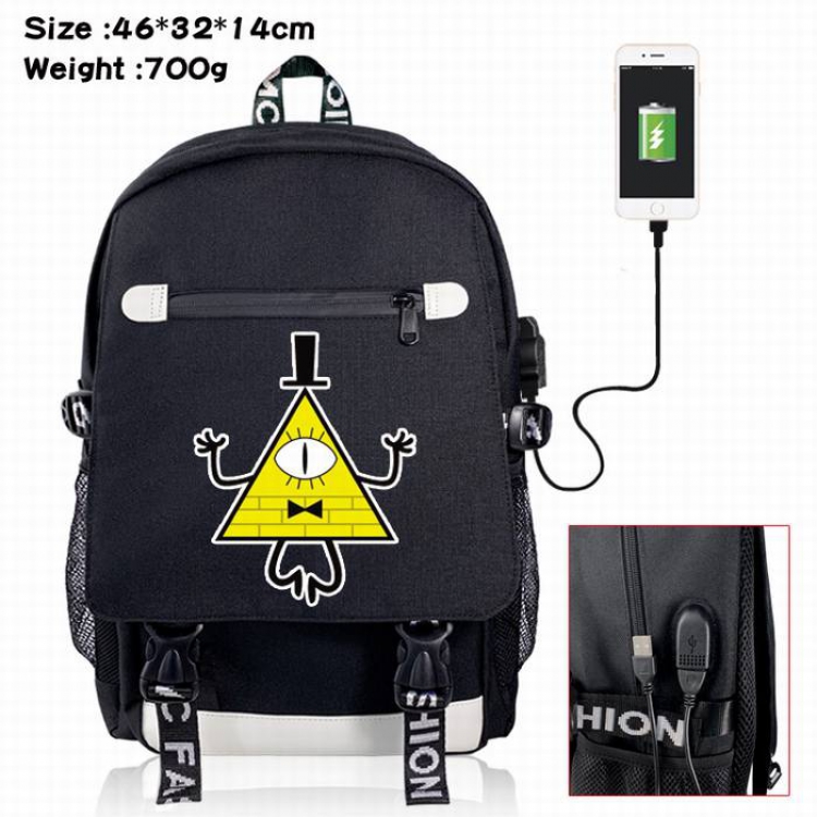 Gravity Falls-5A Black Color data cable Backpack