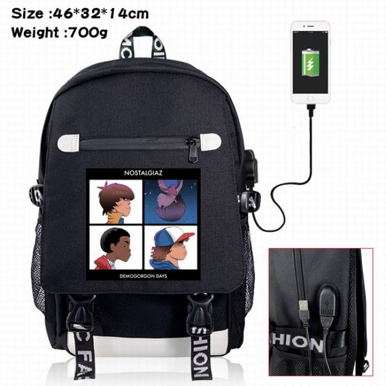 Stranger Things-15A Black Color data cable Backpack