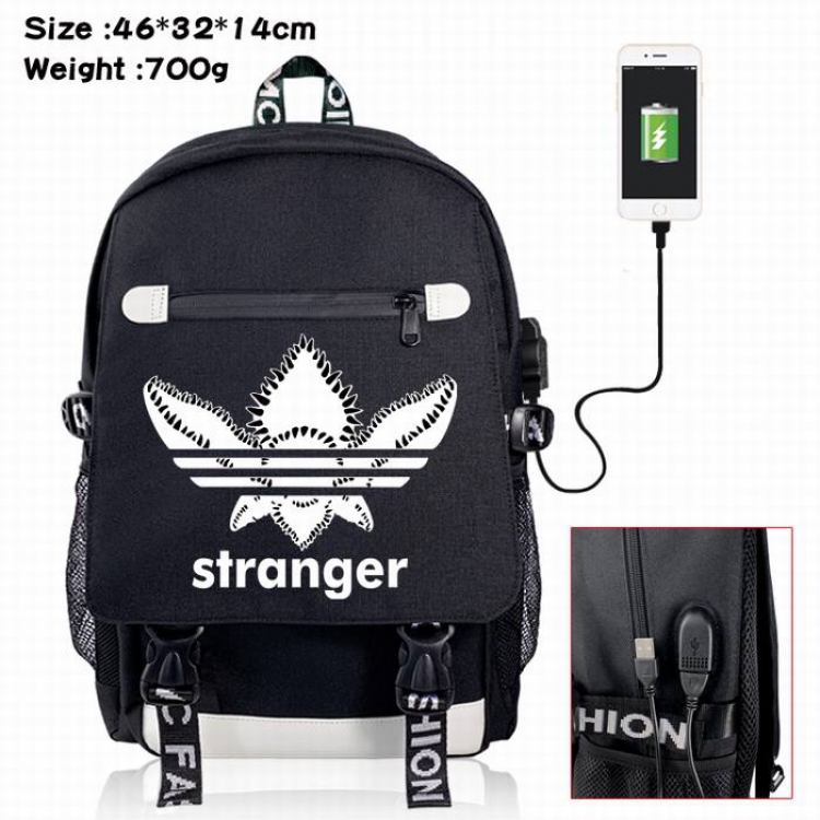 Stranger Things-2A Black Color data cable Backpack