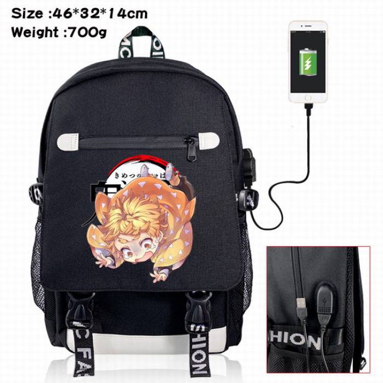 Demon Slayer Kimets-11A Black Color data cable Backpack