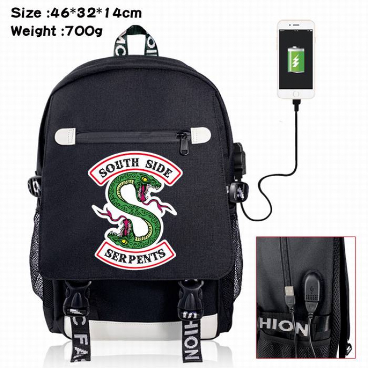 Riverdale-1A Black Color data cable Backpack