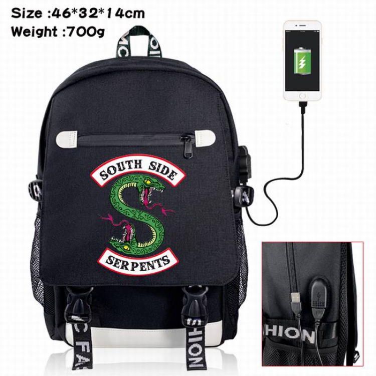 Riverdale-4A Black Color data cable Backpack