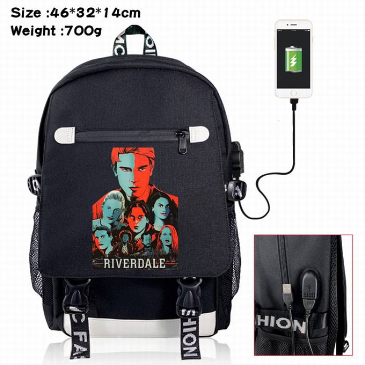 Riverdale-5A Black Color data cable Backpack