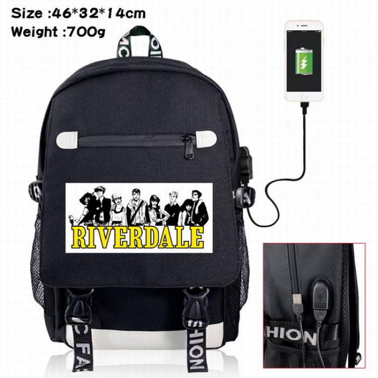 Riverdale-6A Black Color data cable Backpack