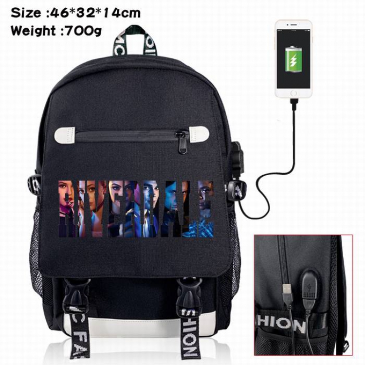 Riverdale-7A Black Color data cable Backpack