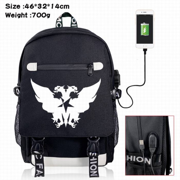 Arknights-8A Black Color data cable Backpack