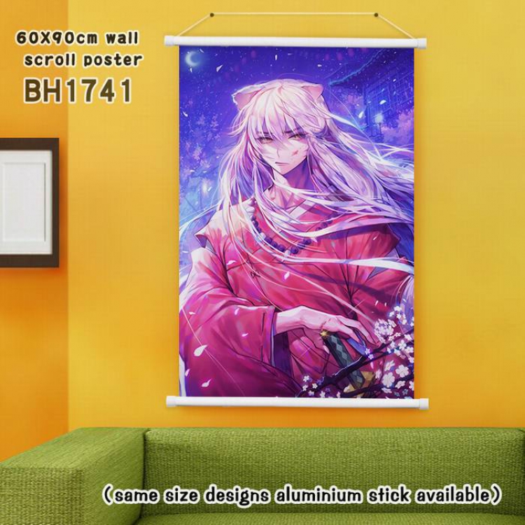 Inuyasha White Plastic rod Cloth painting Wall Scroll 60X90CM BH1741