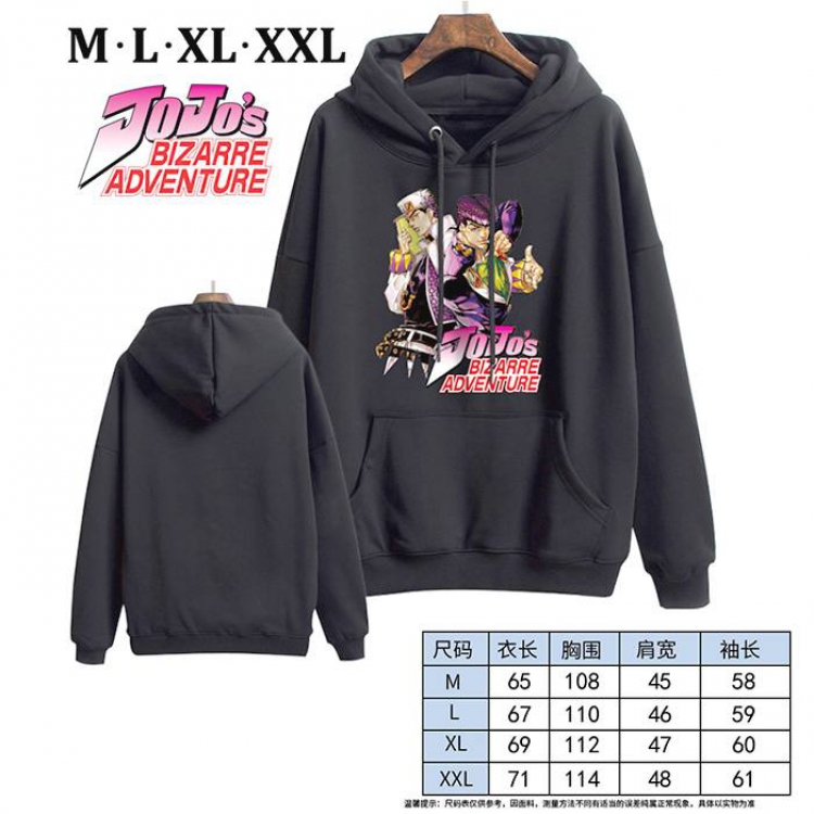 JoJos Bizarre Adventure-2 Black Printed hooded and velvet padded sweater M L XL XXL