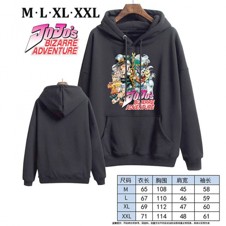 JoJos Bizarre Adventure-3 Black Printed hooded and velvet padded sweater M L XL XXL