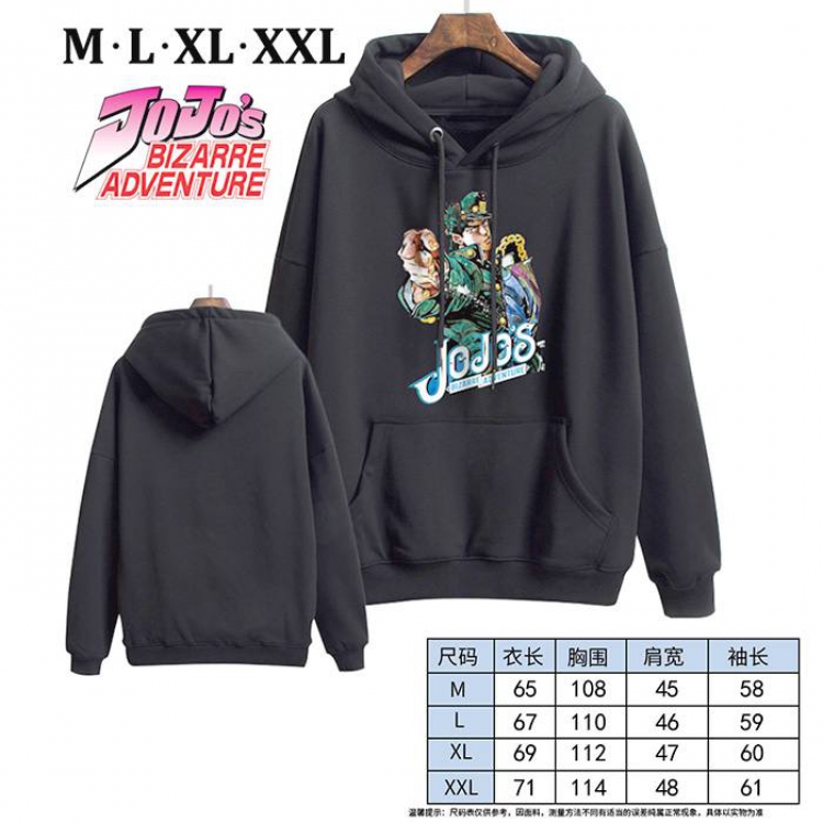 JoJos Bizarre Adventure-6 Black Printed hooded and velvet padded sweater M L XL XXL