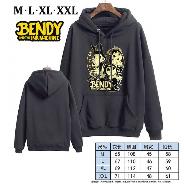 Bendy-1 Black Printed hooded and velvet padded sweater M L XL XXL